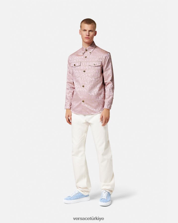Versace boydan boya ceket erkekler pembe ve baskı Giyim B0HHR81218