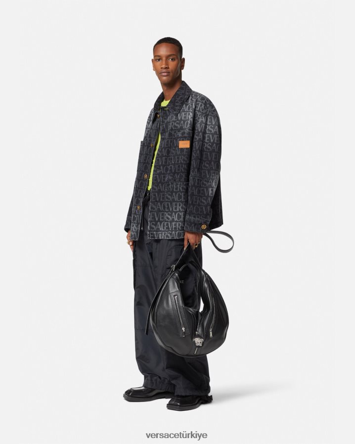 Versace genel denim ceket erkekler siyah ve baskı Giyim B0HHR81224