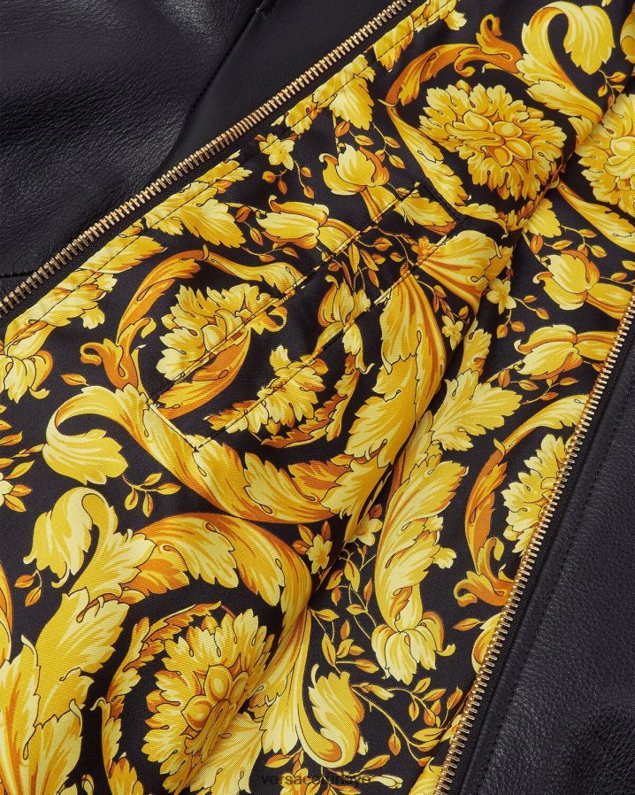 Versace greca deri bomber ceket erkekler siyah Giyim B0HHR81225