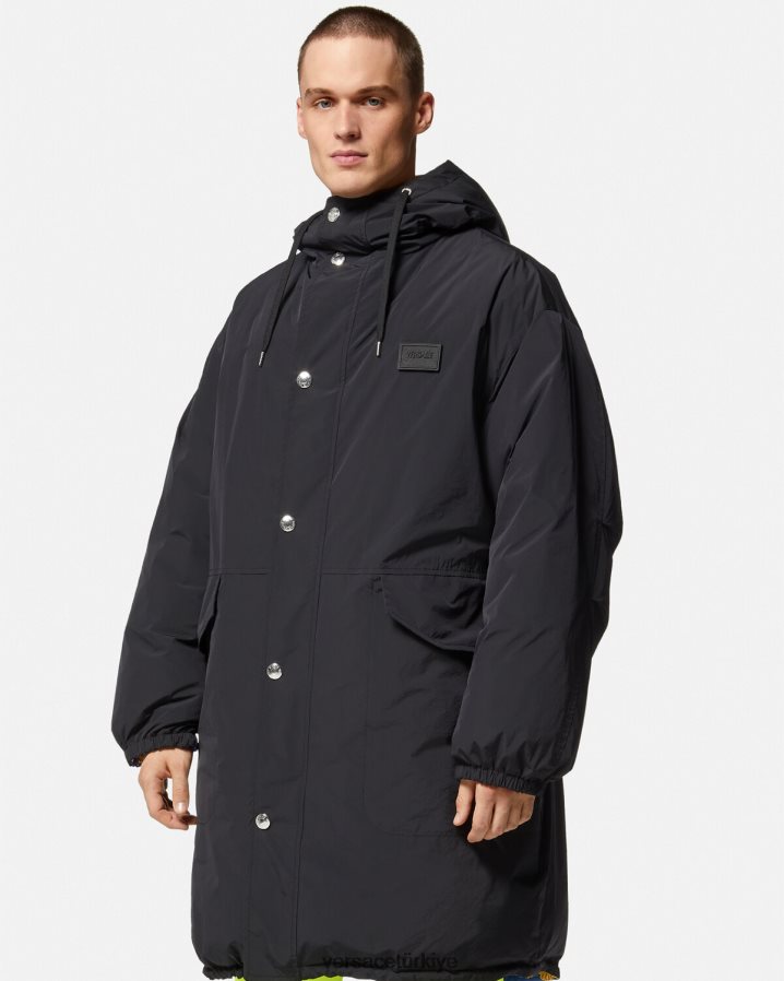 Versace çift ​​taraflı barocco 660 kirpi parka erkekler mavi ve altın Giyim B0HHR81239