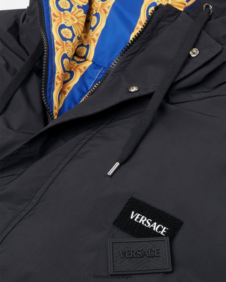 Versace çift ​​taraflı barocco 660 kirpi parka erkekler mavi ve altın Giyim B0HHR81239