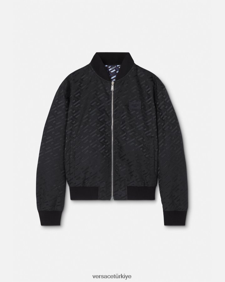 Versace çift ​​taraflı la greca bomber ceket erkekler siyah Giyim B0HHR81246