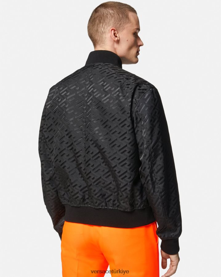Versace çift ​​taraflı la greca bomber ceket erkekler siyah Giyim B0HHR81246