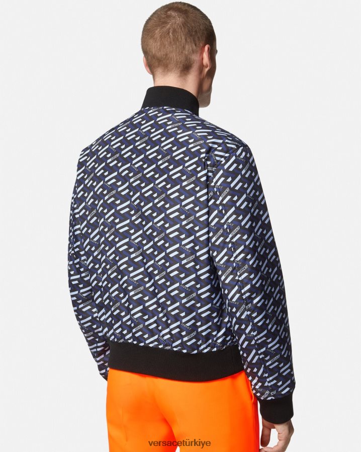 Versace çift ​​taraflı la greca bomber ceket erkekler siyah Giyim B0HHR81246