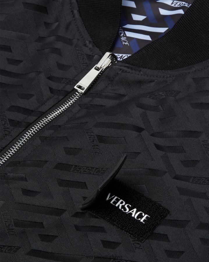Versace çift ​​taraflı la greca bomber ceket erkekler siyah Giyim B0HHR81246