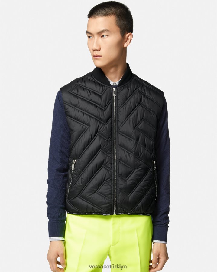 Versace la greca şişme yelek erkekler siyah Giyim B0HHR81247