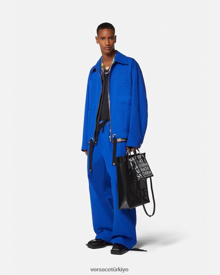 Versace logolu bluz ceket erkekler mavi Giyim B0HHR81234