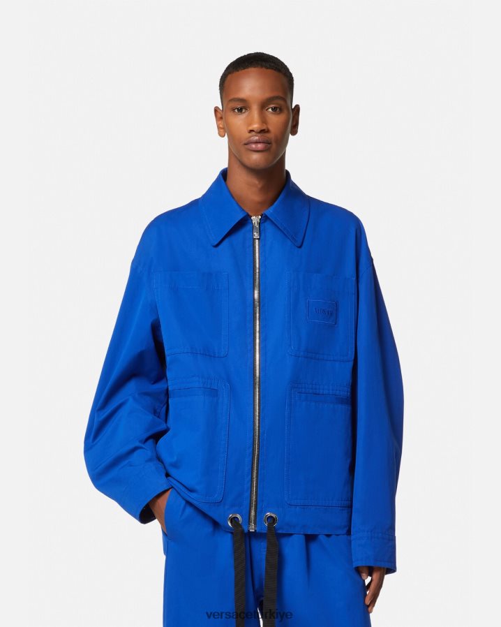 Versace logolu bluz ceket erkekler mavi Giyim B0HHR81234