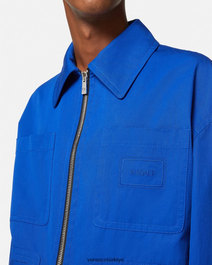 Versace logolu bluz ceket erkekler mavi Giyim B0HHR81234