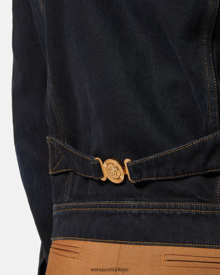 Versace medusa denim ceket erkekler siyah Giyim B0HHR81252