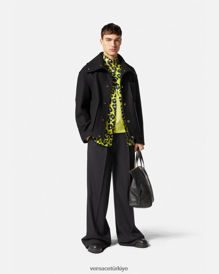 Versace medusa yünlü bluz ceket erkekler siyah Giyim B0HHR81251