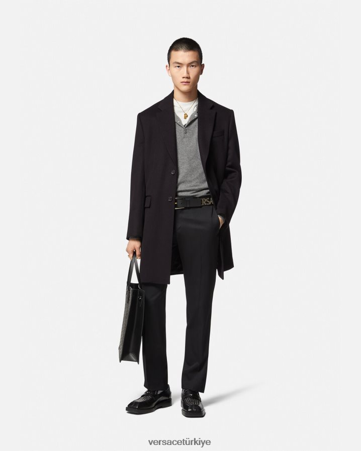 Versace tek göğüslü ceket erkekler siyah Giyim B0HHR81227