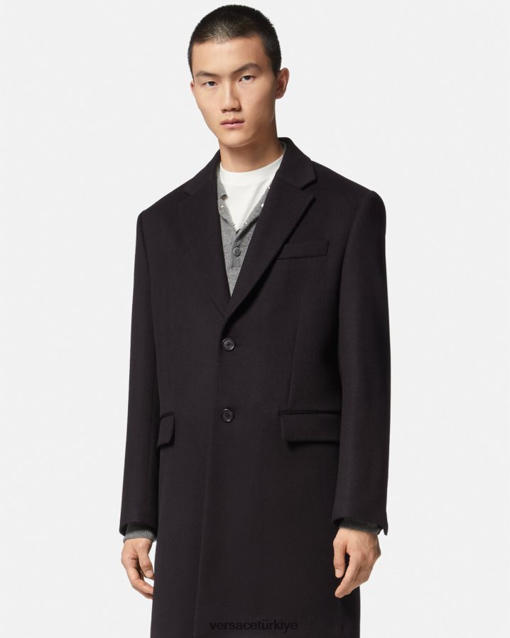 Versace tek göğüslü ceket erkekler siyah Giyim B0HHR81227