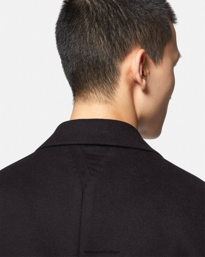 Versace tek göğüslü ceket erkekler siyah Giyim B0HHR81227
