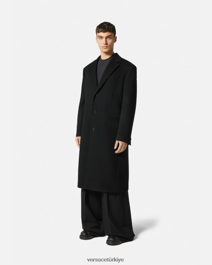 Versace tek göğüslü yün ceket erkekler siyah Giyim B0HHR81245
