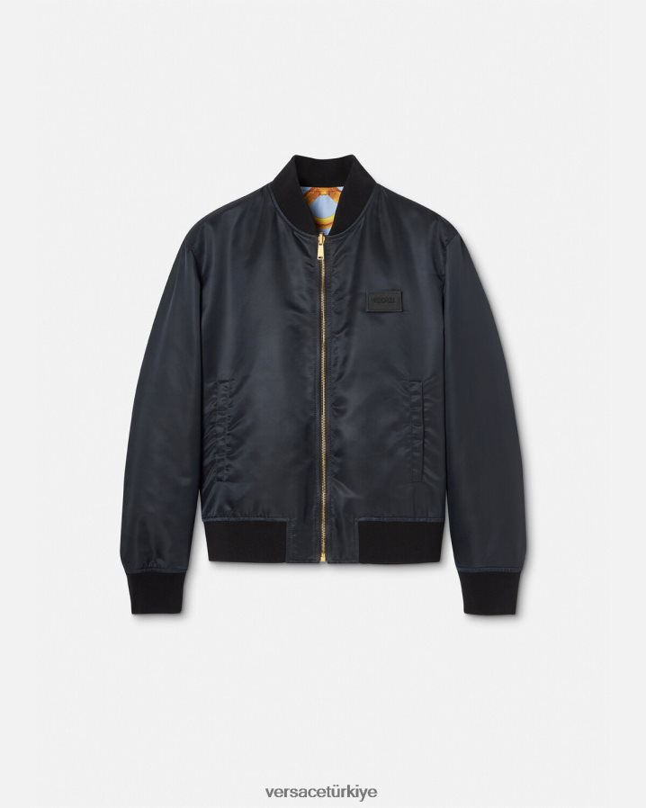Versace ters çevrilebilir barocco 660 bomber ceket erkekler mavi ve altın Giyim B0HHR81240