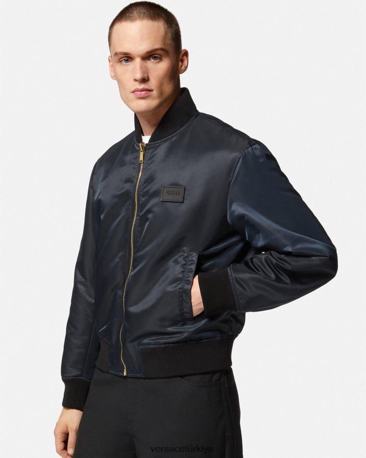 Versace ters çevrilebilir barocco 660 bomber ceket erkekler mavi ve altın Giyim B0HHR81240