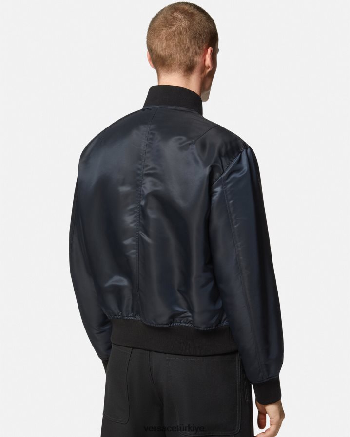 Versace ters çevrilebilir barocco 660 bomber ceket erkekler mavi ve altın Giyim B0HHR81240