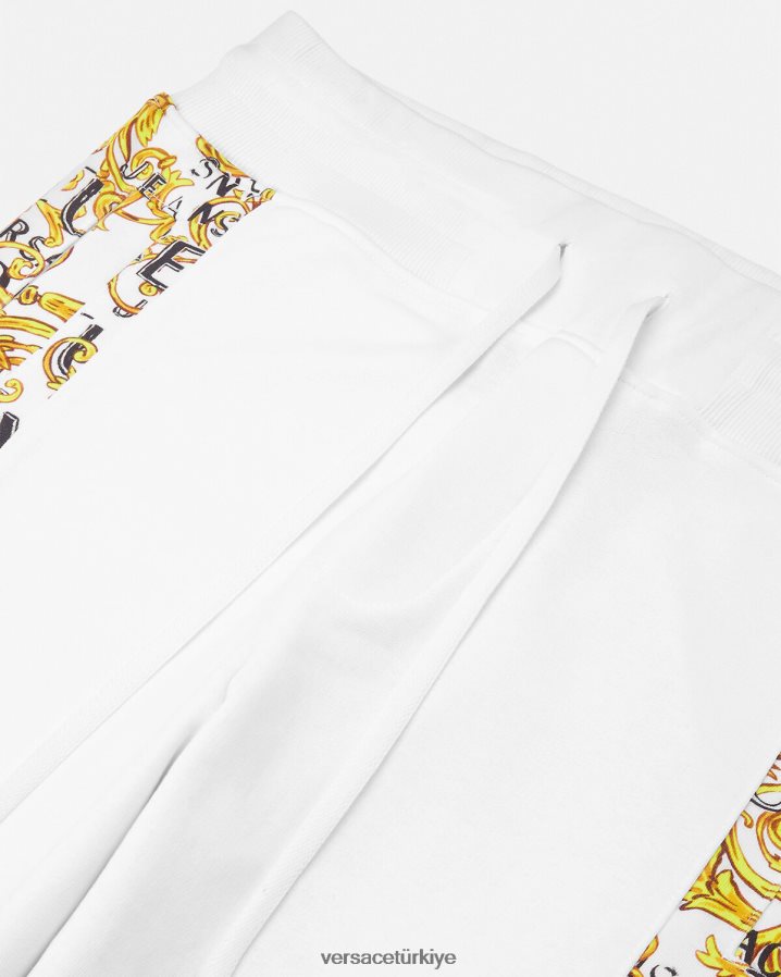 Versace logo couture eşofman altı erkekler altın ve beyaz Giyim B0HHR82425