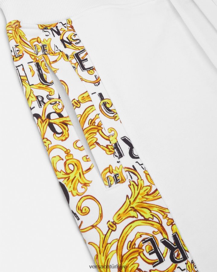 Versace logo couture eşofman altı erkekler altın ve beyaz Giyim B0HHR82425