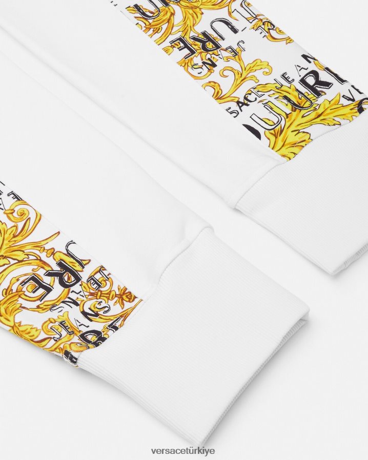 Versace logo couture eşofman altı erkekler altın ve beyaz Giyim B0HHR82425