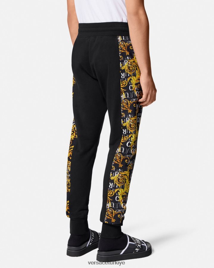 Versace logo couture eşofman altı erkekler siyah altın Giyim B0HHR82427