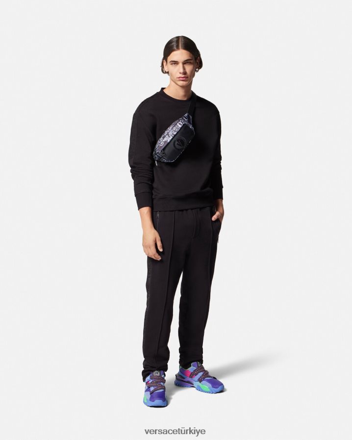 Versace logolu eşofman altı erkekler siyah Giyim B0HHR82433