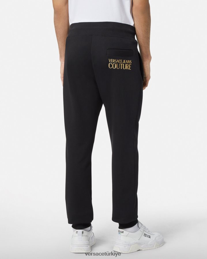 Versace logolu eşofman altı erkekler siyah altın Giyim B0HHR82437
