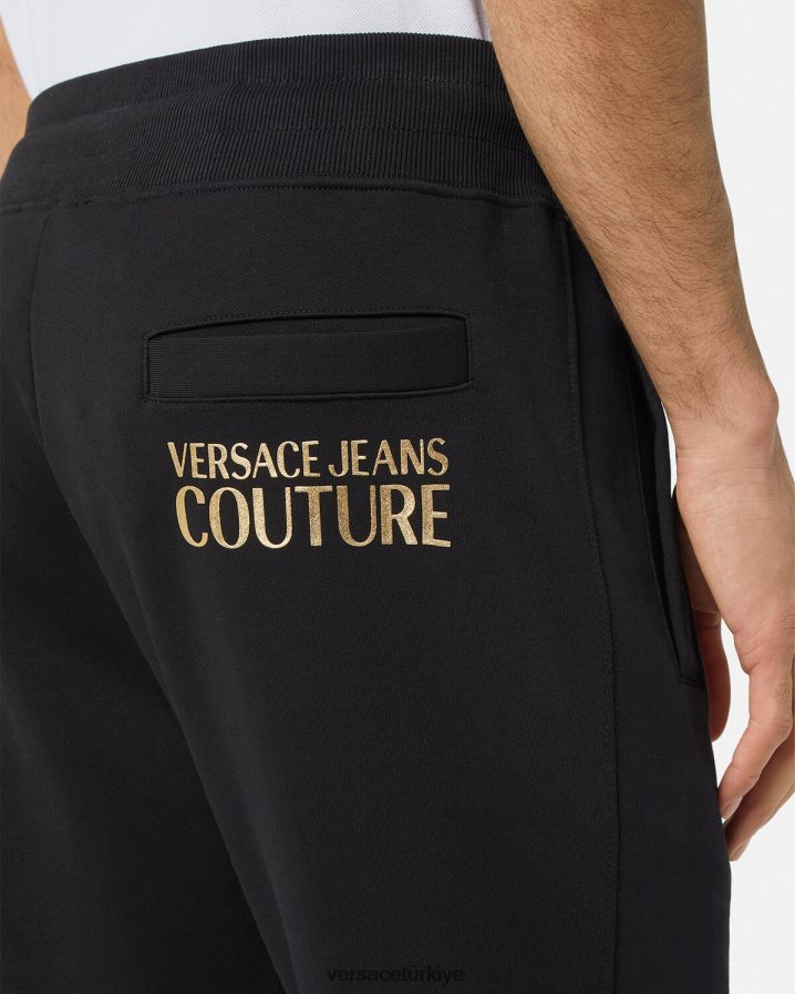 Versace logolu eşofman altı erkekler siyah altın Giyim B0HHR82437