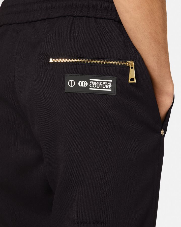Versace v amblemli eşofman altı erkekler siyah Giyim B0HHR82367