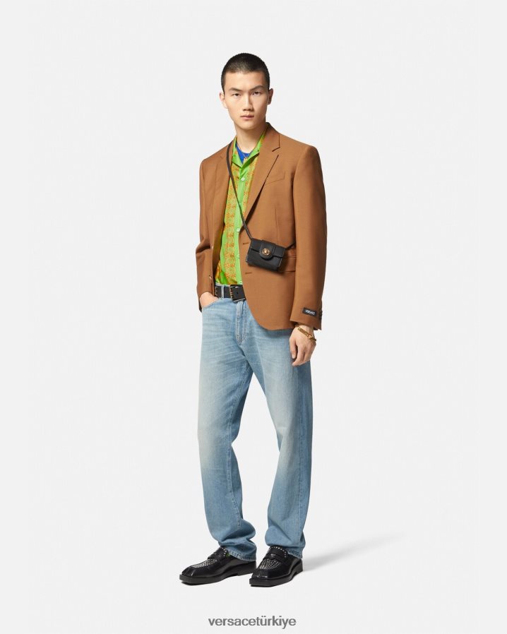 Versace barocco 660 ipek gömlek erkekler altın ve yeşil Giyim B0HHR81317