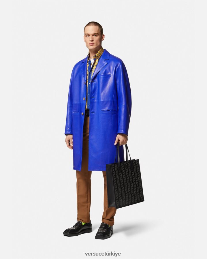 Versace barocco 660 ipek gömlek erkekler mavi ve altın Giyim B0HHR81318