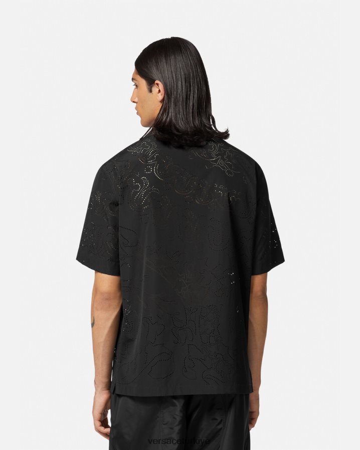 Versace barocco lazer kesim gömlek erkekler siyah Giyim B0HHR81323