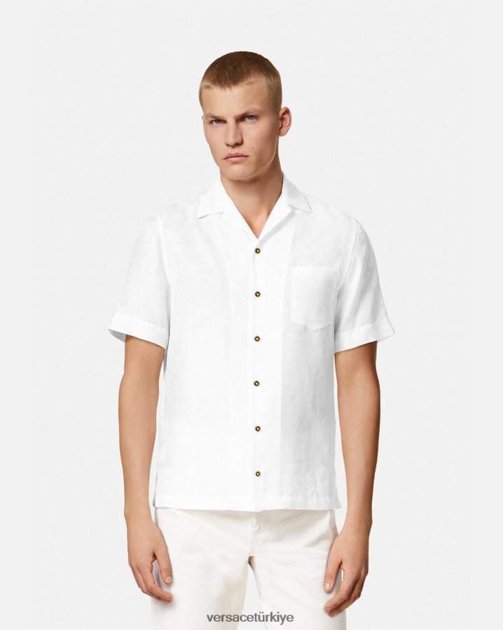 Versace barok siluet gömlek erkekler beyaz Giyim B0HHR81290