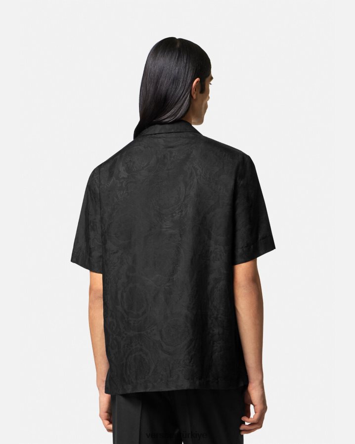 Versace barok siluet gömlek erkekler siyah Giyim B0HHR81289