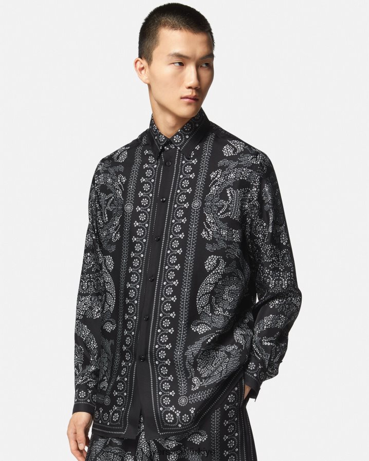 Versace barok siluet ipek gömlek erkekler Yazdır Giyim B0HHR81316