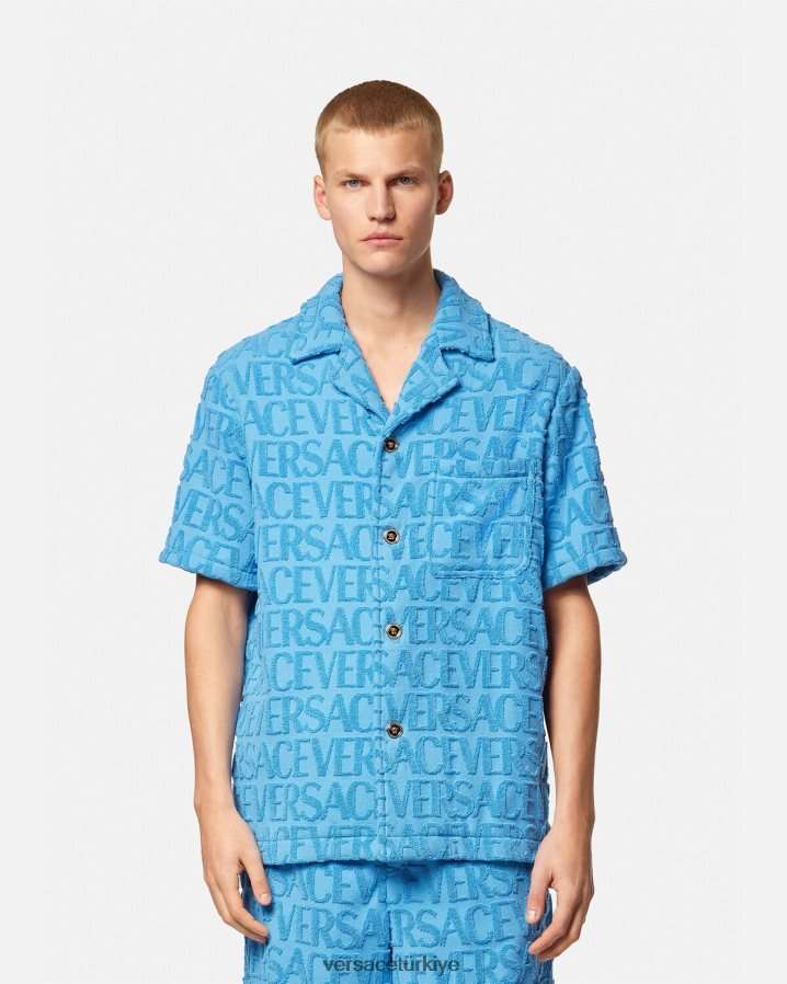 Versace boydan boya havlu ceket erkekler açık mavi Giyim B0HHR81280