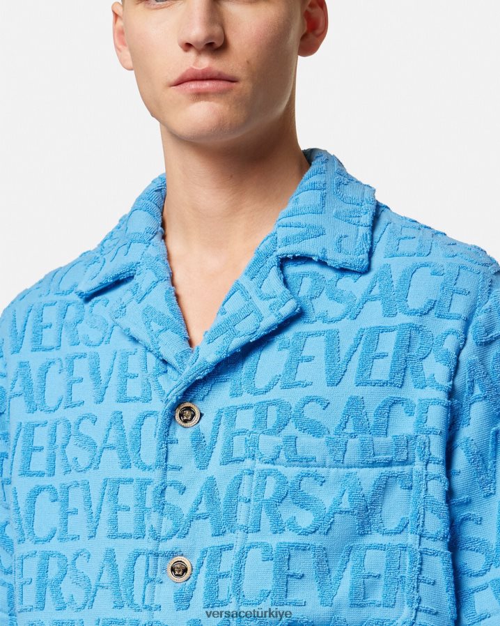 Versace boydan boya havlu ceket erkekler açık mavi Giyim B0HHR81280