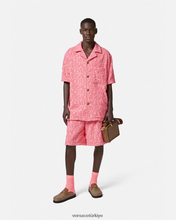 Versace boydan boya havlu ceket erkekler pembe Giyim B0HHR81281