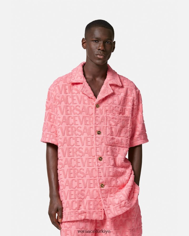 Versace boydan boya havlu ceket erkekler pembe Giyim B0HHR81281