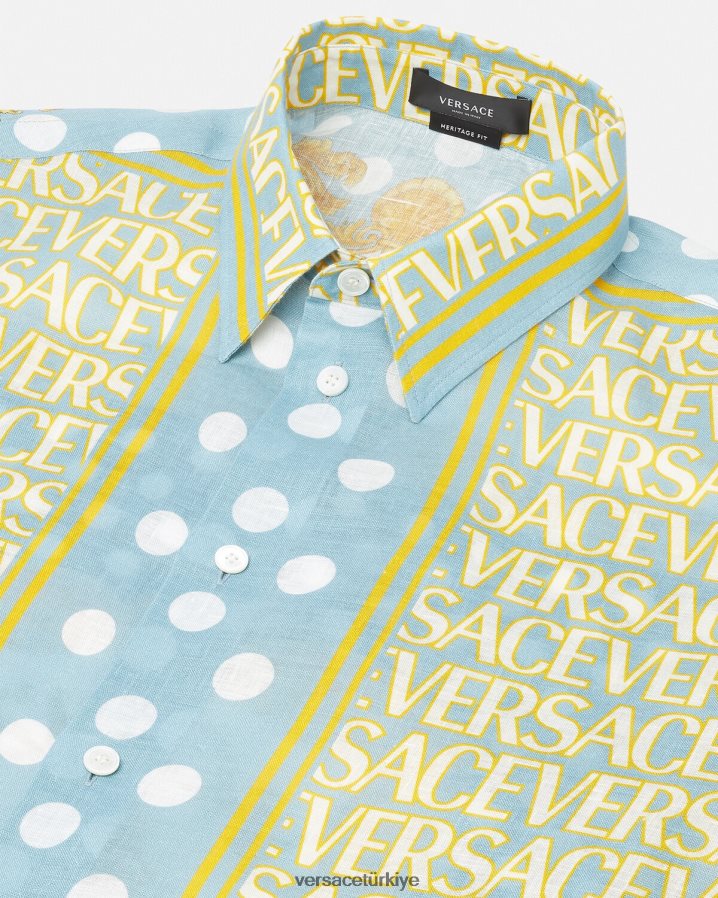 Versace boydan boya keten gömlek erkekler Yazdır Giyim B0HHR81287
