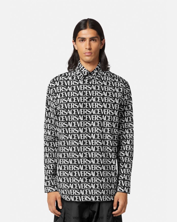 Versace genel gömlek erkekler siyah ve baskı Giyim B0HHR81314