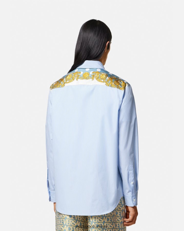 Versace çizgili deniz kabuğu barok gömlek erkekler Yazdır Giyim B0HHR81293
