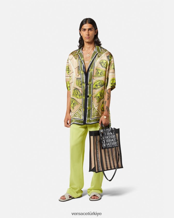 Versace le maschere büyük beden ipek gömlek erkekler Yazdır Giyim B0HHR81308