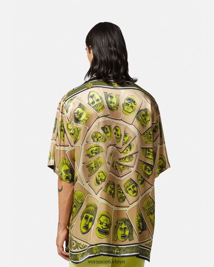 Versace le maschere büyük beden ipek gömlek erkekler Yazdır Giyim B0HHR81308