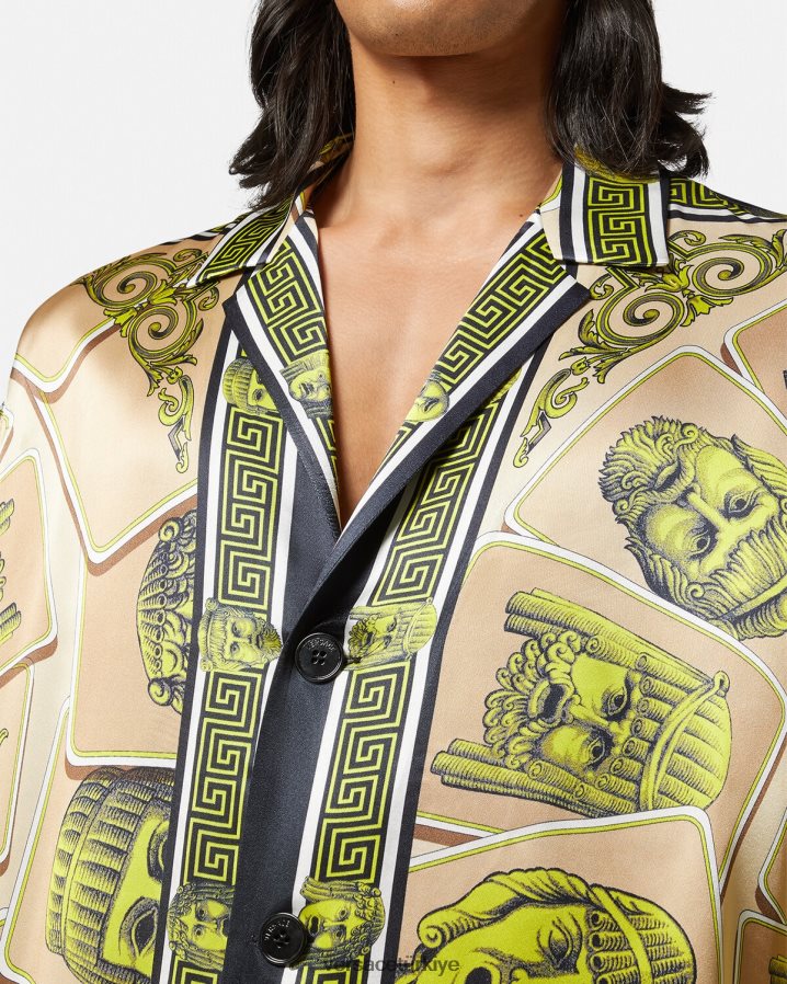 Versace le maschere büyük beden ipek gömlek erkekler Yazdır Giyim B0HHR81308