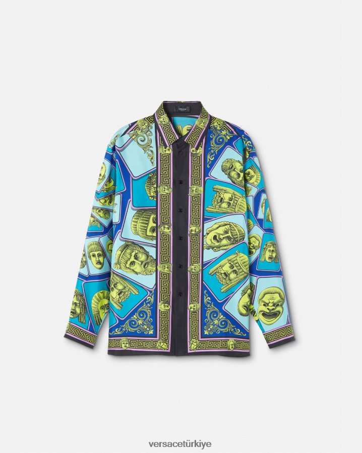 Versace le maschere ipek gömlek erkekler Yazdır Giyim B0HHR81305