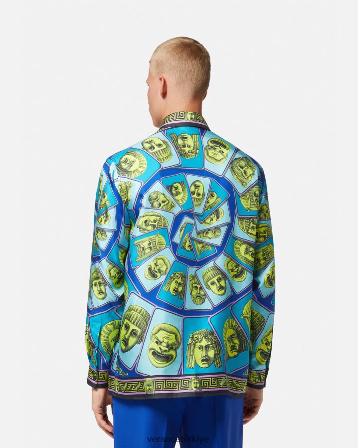 Versace le maschere ipek gömlek erkekler Yazdır Giyim B0HHR81305