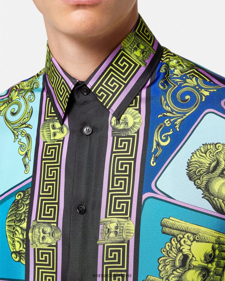 Versace le maschere ipek gömlek erkekler Yazdır Giyim B0HHR81305