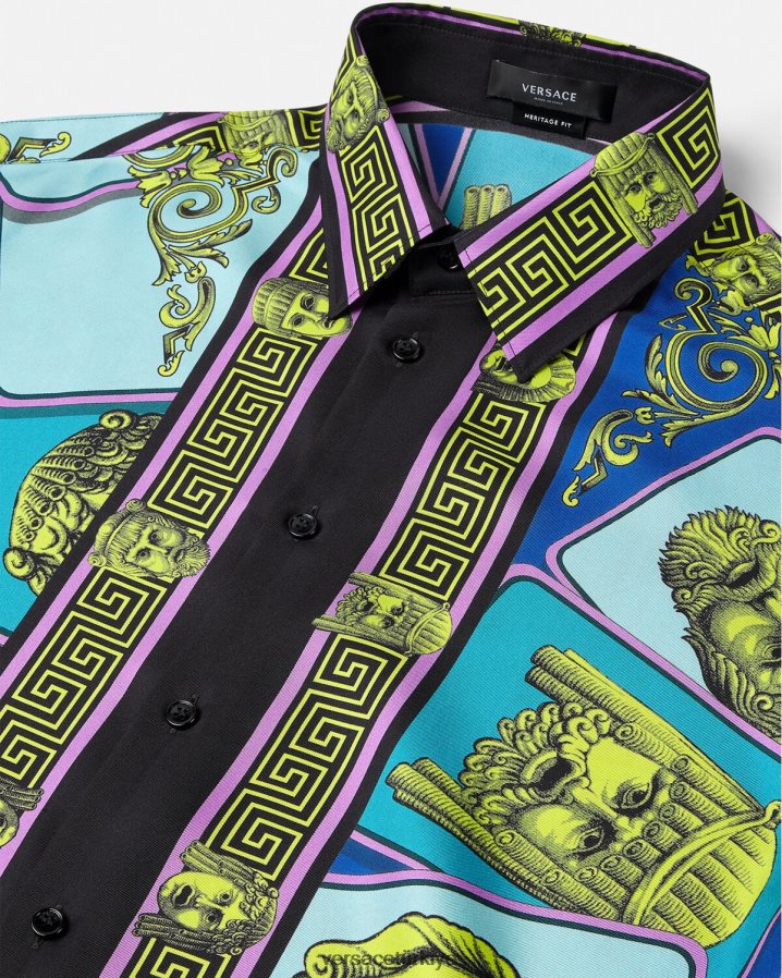 Versace le maschere ipek gömlek erkekler Yazdır Giyim B0HHR81305